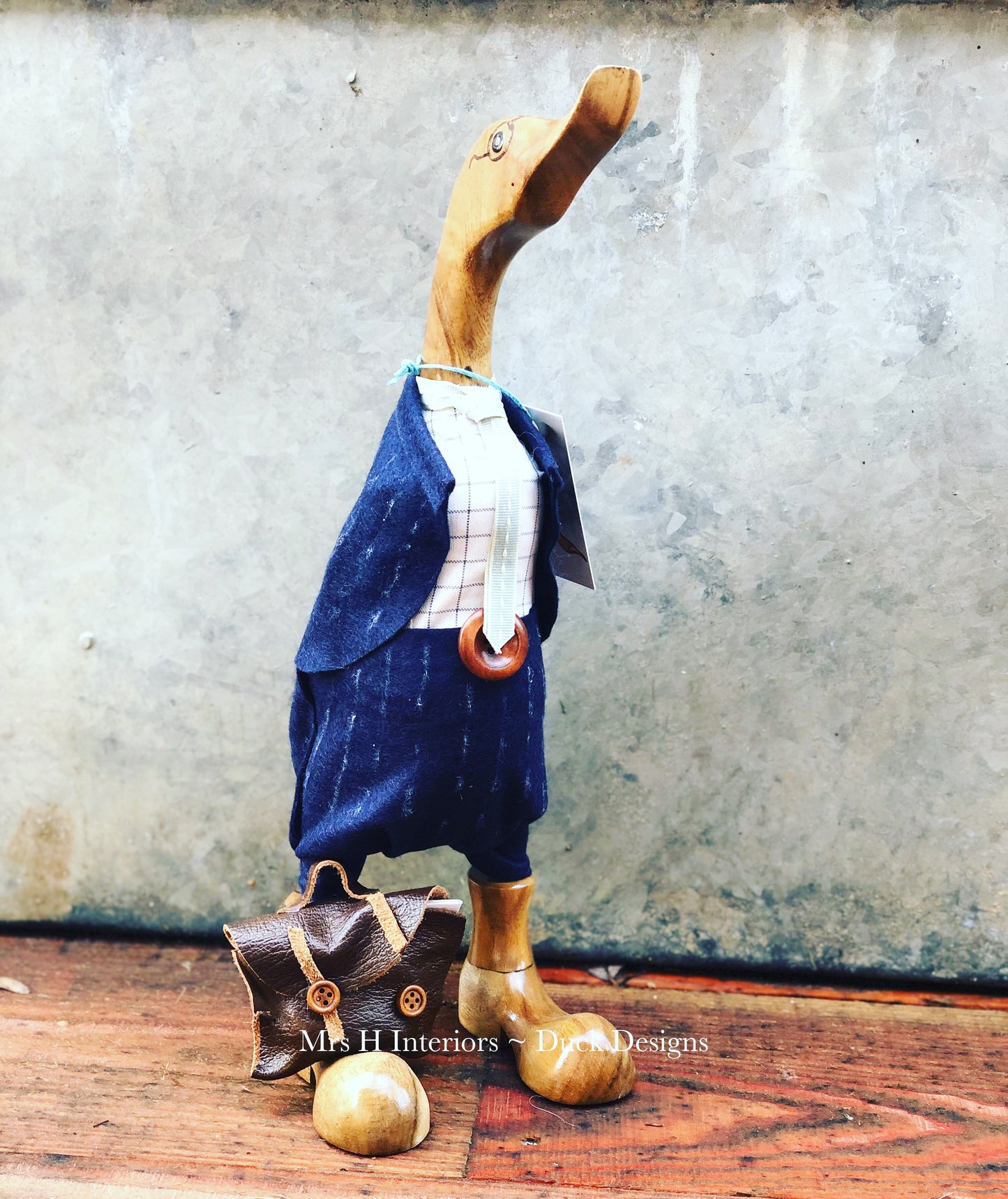 Totally bespoke Duck - Decorated Wooden Duck in Boots by Mrs H the Duck Lady